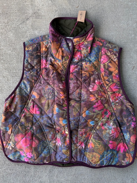 NATURAL LIFE Jackets & Blazers - Natural Life floral flower quilted puffer vest multi color rainbow NWT MD